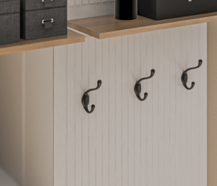 Тумба с вешалкой Монтана СБ-3552 Белый Альпийский,Дуб Гамильтон/МДФ Дуб Белый