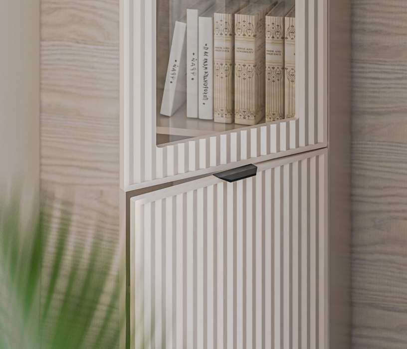 Шкафы пеналы, Шкаф-витрина Турин СБ-3567 Кашемир серый/МДФ Кашемир