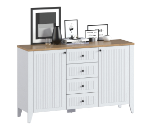 Комод Монтана СБ-3547 Белый Альпийский,Дуб Гамильтон/МДФ Дуб Белый